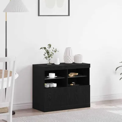 Produktbild von vidaXL LED-Sideboard Schwarz 81 x 37 x 66,5 cm Holzwerkstoff