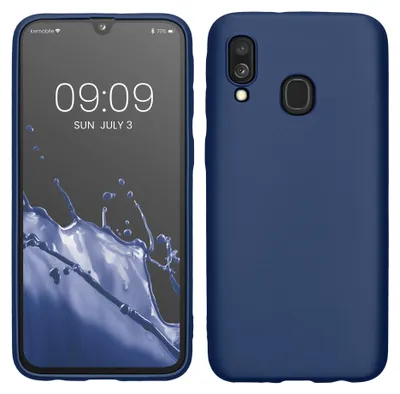 Produktbild von kwmobile Handyhülle für Samsung Galaxy A40 Hülle - Silikon Case metallisch schimmernd - Schutzhülle Cover - Metallic Blau