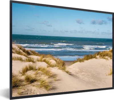 Produktbild von MuchoWow® Gerahmtes Poster Nordsee hinter den Dünen 80x60 cm - Poster mit Schwarzem Bilderrahmen Wandposter Rahmen Foto Bilder - Schwarzem - Mit Gestell