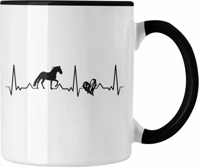 Produktbild von Trendation - Lustige Reiter Sprüche Geschenk Tasse Reiterin Pferde Mädchen Geschenkidee Pferde Herzschlag Herz (Schwarz)