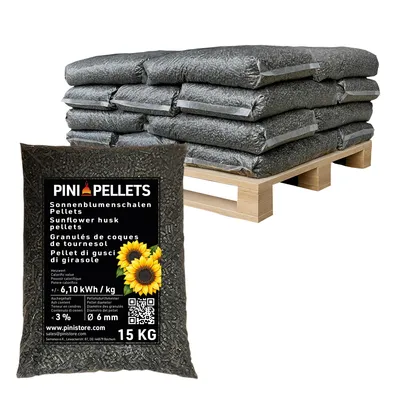 Produktbild von PINI Sonnenblumenschalen Pellets 6 mm Heizpellets 300 kg Palette