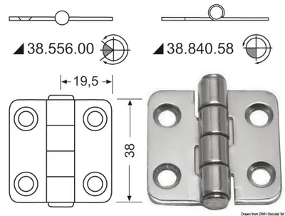 Immagine prodotto di Cerniera con perno centrale 38 x 39 mm Osculati 38.556.00