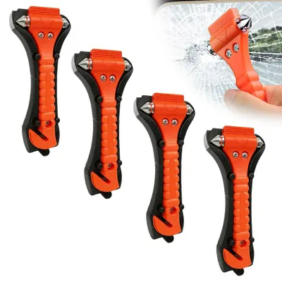 Produktbild von 4x Nothammer Auto Gurtschneider, 2 In 1 Gurtschneider Notfallhammer Auto Sicher