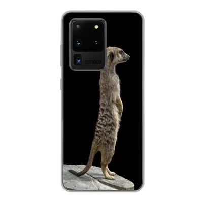 Produktbild von MuchoWow® Handyhülle Schutzhülle Hülle für Samsung Galaxy S20 Ultra Erdmännchen - Wilde Tiere - Schwarz Silikon Softcase Handy Hülle - Karteninhaber