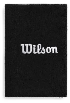 Produktbild von Wilson Wide Terry Schweißband, Hochelastischer Stoff, Ideale Feuchtigkeitskontrolle und Komfort, Schwarz, Einheitsgröße