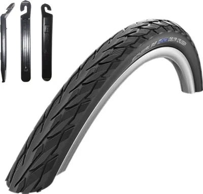Produktbild von 1 x Schwalbe Delta Cruiser Fahrradreifen Fahrradmantel in Schwarz 37-590 (26 x 1 3/8) inkl. 3 Reifenheber