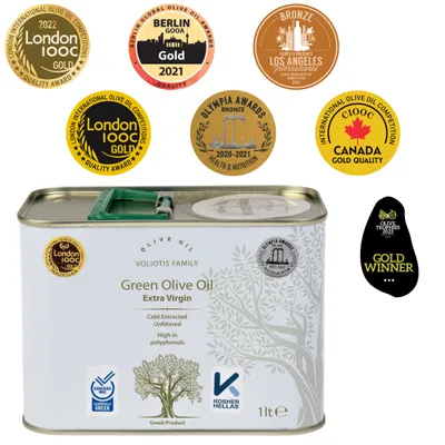 Produktbild von Voliotis | Olivenöl, Olivenöl 1 l, Olivenöl aus Griechenland, Kaltgepresstes Olivenöl, Olivenöl aus erster Pressung, Organic Olivenöl, Grün Olivenöl