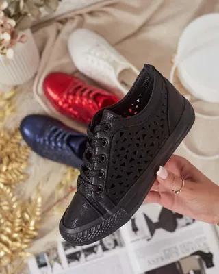 Produktbild von Damen Stoff-Sneakers Tomils Schwarz, leichte Freizeitschuhe, Größe 36