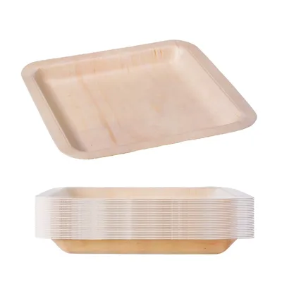Produktbild von GRÄWE Holzteller Einweg 25 Stück quadratisch 21 x 21 cm