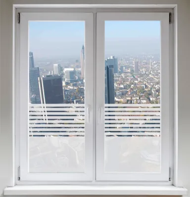 Produktbild von INDIGOS UG Fensterfolie Sonnenschutz Sichtschutzfolie Glasdekorfolie Stripes satiniert blickdicht - 400mm Breite x 500mm Höhe