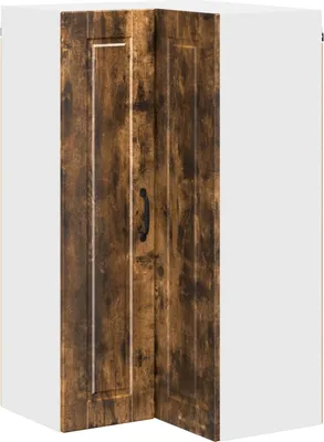 Image de Armoire d'angle murale vidaXL PORTO, chêne fumé, 57 x 57 x 100 cm