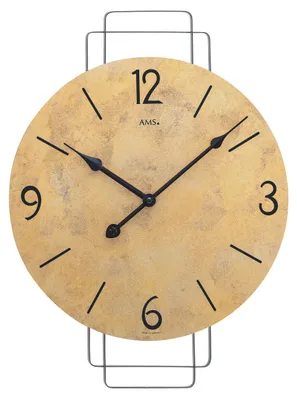 Produktbild von AMS W9689 Wanduhr mit Metall-Design und Messing Antik-Zifferblatt