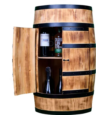 Immagine prodotto di CREATIVE COOPER Tavolino da bar a botte con sportello - Mobile bar in legno - Botte in legno - Mobili a botte - Legno di conifera - Scaffale per vino - Angolo bar - Botte bar con sportello - Botte bar 80 cm (effetto invecchiato)
