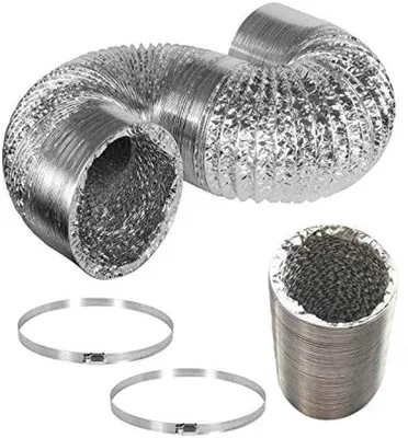 Produktbild von PolkaHome® Robuster flexibler Entlüftungsschlauch aus Aluminium für HVAC-Belüftung - Ø 153 mm, Länge 2,5 m, inklusive 2 Edelstahlklemmen