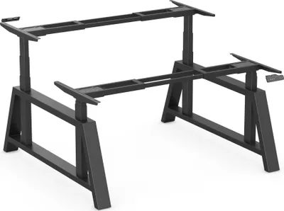 Produktbild von Worktrainer - OakDesk Duo Höhenverstellbarer Schreibtisch - Elektrisches Gestell für 2 Personen - Höhe 73,5-137,5 cm - Breite 107,5-180 cm - Schwarz - Memory-Funktion