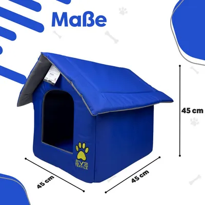 Produktbild von EVE Textile Hundehütte Katzenhütte Haustierhütte 45x45x45 cm Blau Hundehaus Katzenhaus Haustierhaus Hundehöhle Katzenhöhle Kühlend Atmungsaktiv