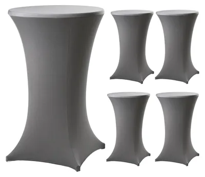 Produktbild von 5x Stehtischhusse Stretch 70 cm anthrazit Tischdecke Husse Bistrotisch Partytisch
