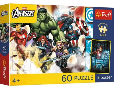 Image de Puzzle 60 Avengers + affiche TREFL