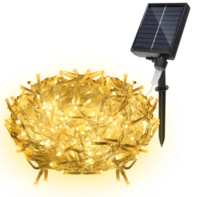 Obrázok produktu pre Jopassy 10M solárne LED ľadový dážď rozprávkové svetlá vonkajšie vnútorné teplé biele svetlo záves 400 LED Icicle vianočné svetlá 8 režimov vianočné dekorácie strana záhrada