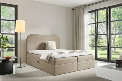 Produktbild von Boxspringbett Schlafzimmerbett DARLIN 160x220cm Stoff Gerra Cappuccino