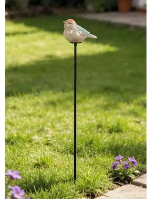 Produktbild von Gartenstecker Lafiora Vogel Metall Keramik 10 x 5 x 79 cm grau