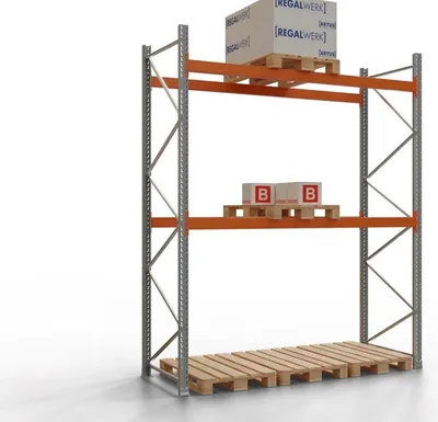 Produktbild von Palettenregal, Grundfeld, 2 Lagerebenen, Fachlast 2000 kg, Feldlast 4000 kg, BxTxH 2870x1100x3500 mm