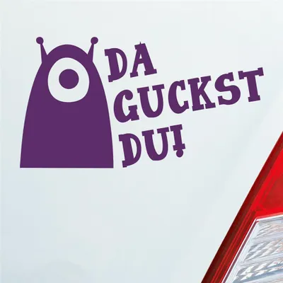 Produktbild von Auto Aufkleber Da guckst du! Alien Monster 15x8 cm Lila Sticker Heckscheibenaufkleber