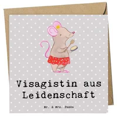 Produktbild von Mr. & Mrs. Panda Glückwunschkarte Visagistin Leidenschaft - Grau Pastell - Geschenk, Spruch, anlasskarte, Ausbildung, Eröffnung, Klappkarte, doppelkarte, Kosmetikstudio