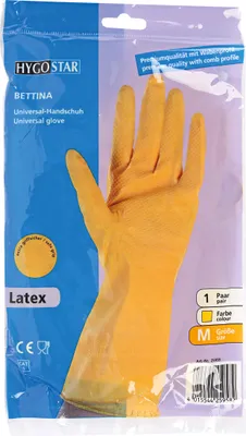 Produktbild von 12x Hygostar 25958 Haushaltshandschuhe Bettina gelb Gr. 8/M Latex beflockt