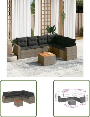 Produktbild von The Living Store 7-tlg. Garten-Sofagarnitur mit Kissen Grau Poly Rattan