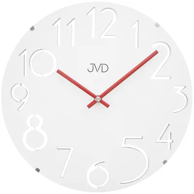 Produktbild von JVD HT076 Wanduhr Quarz analog weiß rund modern Glas