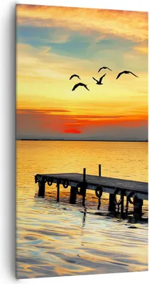 Produktbild von Bild auf Leinwand - Leinwandbild - Strand landschaft wasser brücke - 65x120cm - Wand Bild - Wanddeko - Leinwanddruck - Bilder - Kunstdruck - Leinwand bilder - Wandkunst - PA65x120-2535