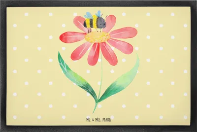 Produktbild von Mr. & Mrs. Panda Bodenvorleger Hummel Blume 60 x 90 cm - Gelb Pastell - Geschenk, Lustige Sprüche, Eingangsteppich, Schmutzfangmatte, Flauschig, Hummeln, Wespe, Biene