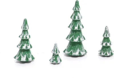 Obrázek produktu pro Dřevěné stromky zelené/bílé sada 4 ks Výška cca 3-8 cm NOVINKA