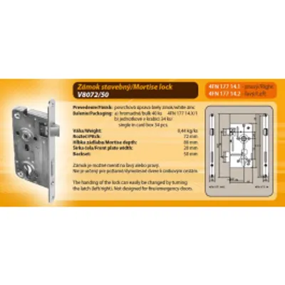 Obrázok produktu pre zámok zadlabávací 8/72-50 V vlož P/L 4FN17714.1 stavebný