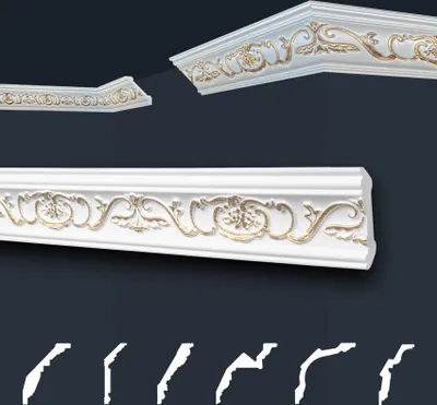 Produktbild von Marbet Deckenleisten gold Sparpaket aus Styropor EPS - Stuckleisten gemustert, im traditionellen Design - (2 Meter B-06 G) Zierleiste Eckleiste Eckprofile Stuck