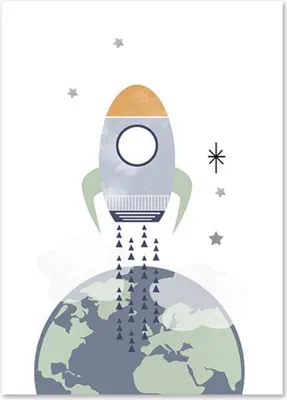 Produktbild von TPFLiving Kunstdruck LW-1063 (OHNE RAHMEN) Poster - Leinwand - Wandbild - Hochauflösender Giclée-Druck, langlebig und hochwertig - Stern, Sonne, Regenbogen, Mond, Rakete, Weltall - Für Kinderzimmer -  - Größe: 10x15cm