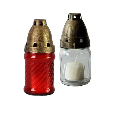 Obrázok produktu pre hřbitovná sklenená lampa 14cm rovná (30g) (horí 9h) para. mix farieb