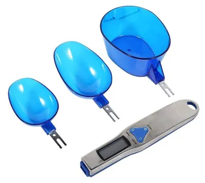 Digitale Löffelwaage, LCD, 0,1–500 g, 3 Löffelköpfe