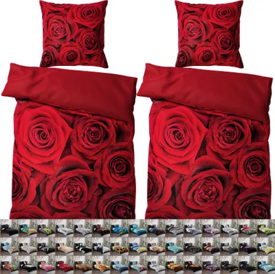 Produktbild von SANILO® Bettwäsche 135x200 cm, 100% feinste Baumwolle, 4-teilig, Bettbezug, Kissenbezug 80x80cm - Rosen