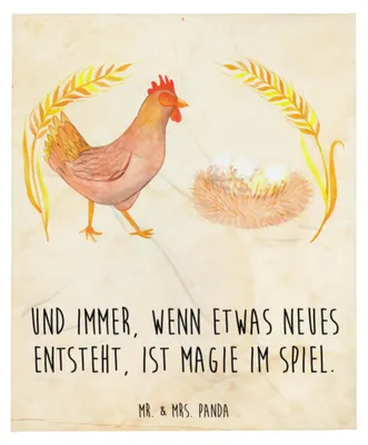 Produktbild von Mr. & Mrs. Panda Tagesdecke Huhn Stolz - Vintage - Geschenk, Bettdecke, Geburt, Bauernhof, Spruch, Kunstfelldecke, Hühner, Hof, Sofadecke, Decke, Eier, Plaid