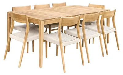 Produktbild von Gartenmöbel Teakholz beige Seil 8 Sitzplätze
