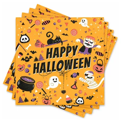 Papierservietten Halloween, 20 Stück, orange bedruckt