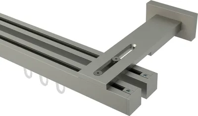 Produktbild von Interdeco Innenlaufstange / Gardinenstange mit Innenlauf Satin-Silber, Typ Quadline Sono (Kappe), 20 x 20 mm 2-läufig, 140 cm