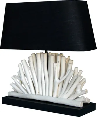 Produktbild von Design Tischlampe Treibholz Stoffschirm dekorativ Handarbeit ROLET Tischleuchte Nachttischlampe