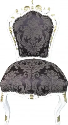 Produktbild von Casa Padrino Barock Esszimmer Stuhl Schwarz Muster Weiß-Gold - Antik Möbel