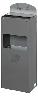 Produktbild von Robuster Wandascher mit Schild | 4 Liter, HxBxT 55x14,5x22cm | Verzinkter Stahl | Silber
