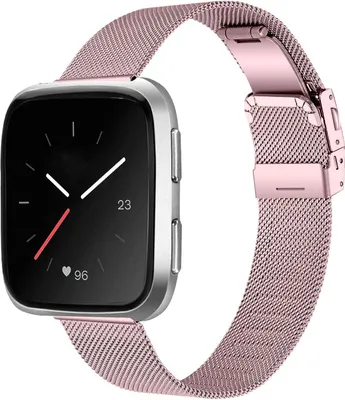 Produktbild von SYSTEM-S Armband Milanaise aus Metall für Fitbit Versa 3 2 Sense Smartwatch in Rosa
