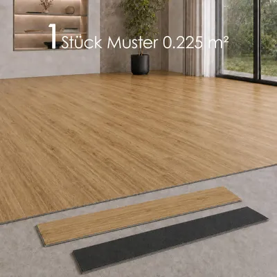 Produktbild von SPC Rigid Vinylboden 5mm Klick wasserfest mit Trittschalldämmung Holzoptik für Küche Bad Wohnzimmer Flur