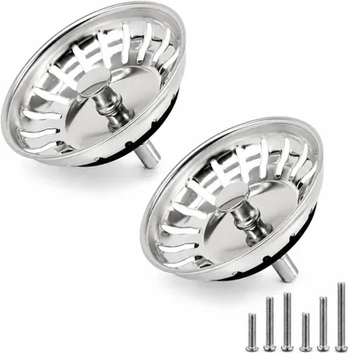 Produktbild von 2 Sets Universal Höhenverstellbare Waschbeckenstöpsel 82 mm für Küchenspülen und Waschbecken mit integrierter Siebfunktion